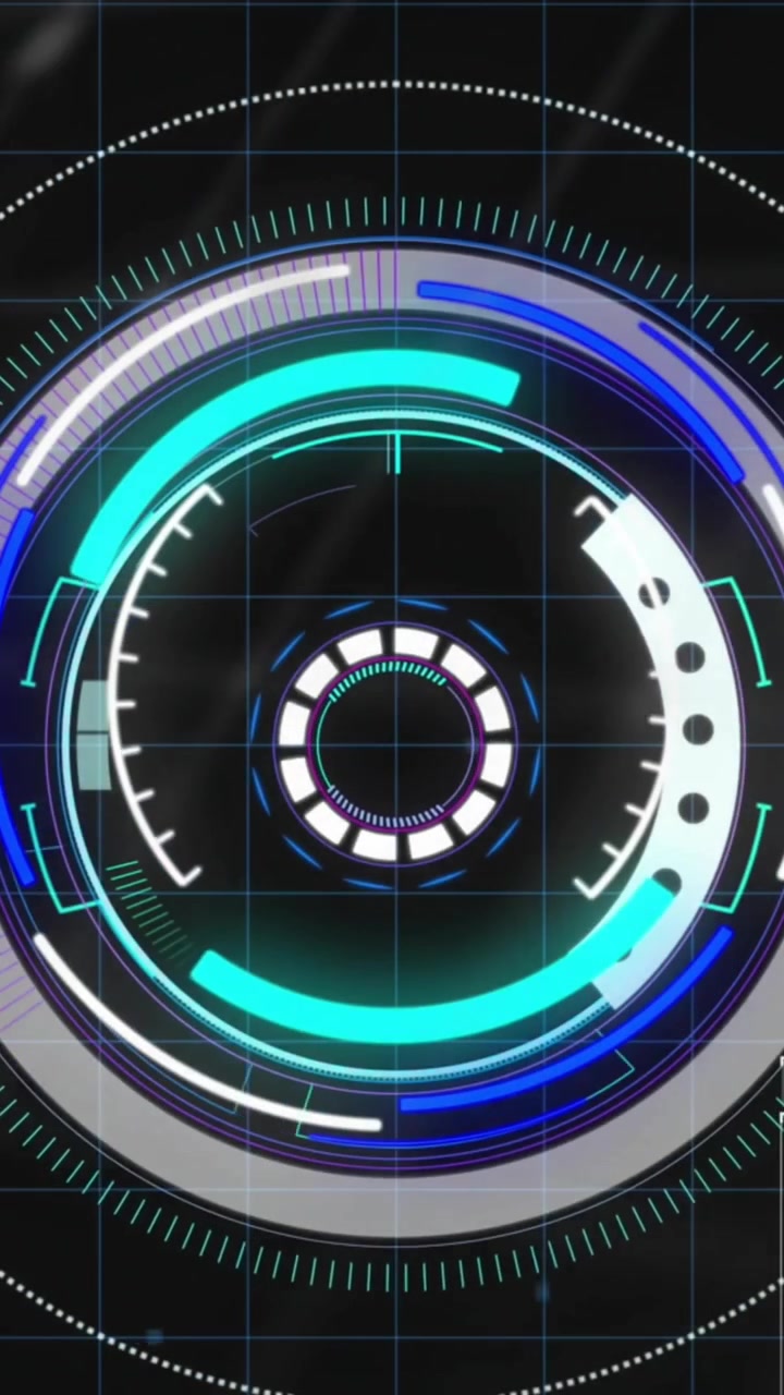 Animation of scope scanning over data processing and world map on black background