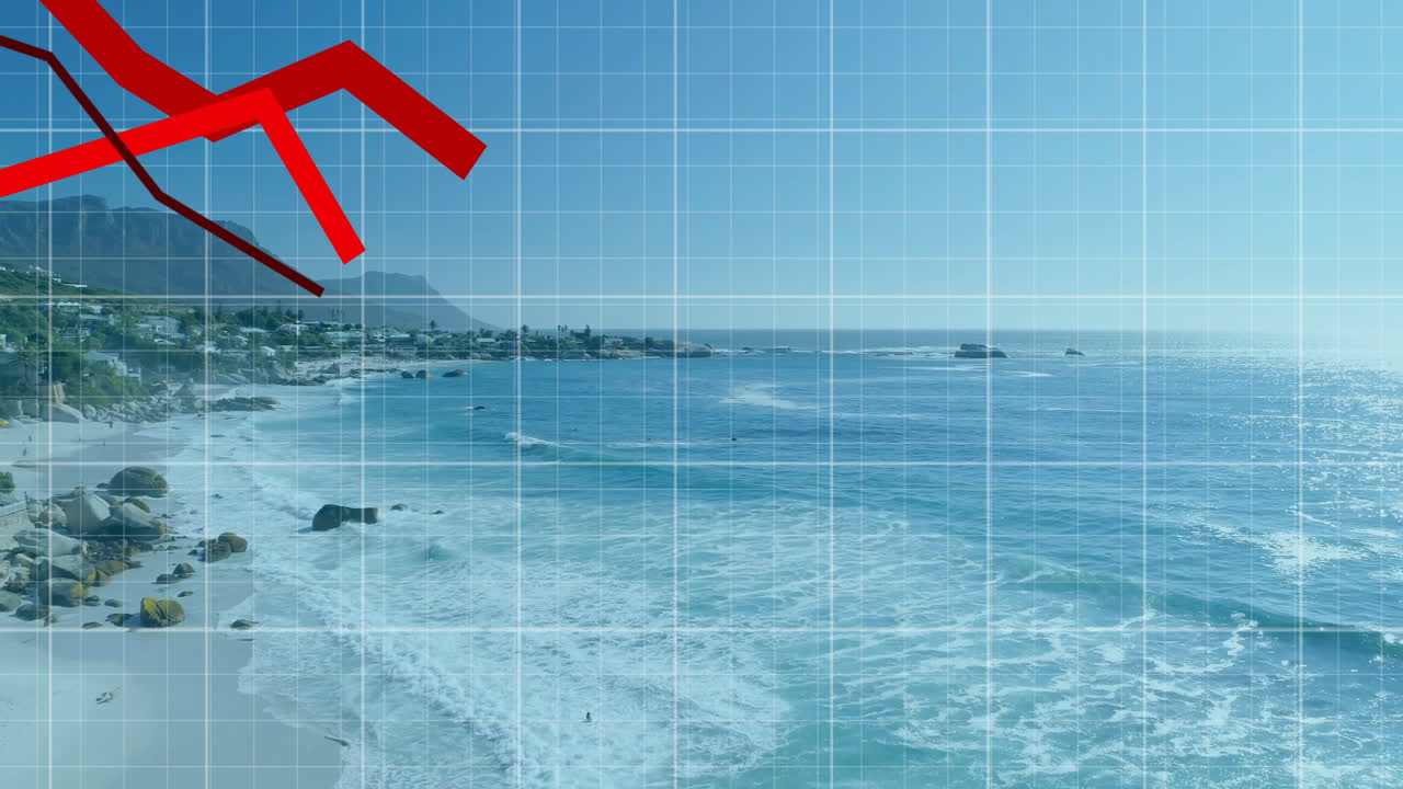 은 선의 애니메이션 및 해상 풍경에 대한 금융 데이터 처리