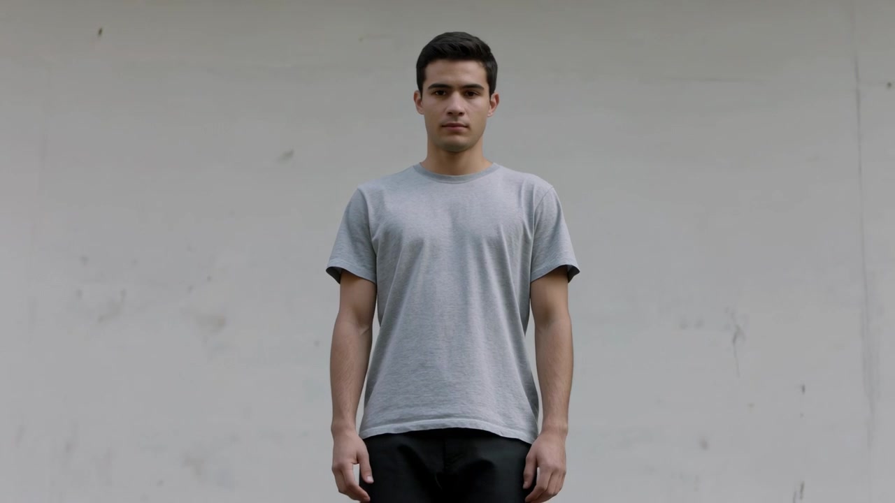 Hombre con camiseta gris y pantalones oscuros saliendo del encuadre, la cámara muestra juntas de hormigón, agujeros de pernos y óxido