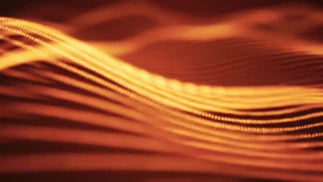 dynamic wave patterns undulate through a warm orange backdrop, creating a captivating visual experience. the glowing lines shift and flow, showcasing mesmerizing gradients of color and light.