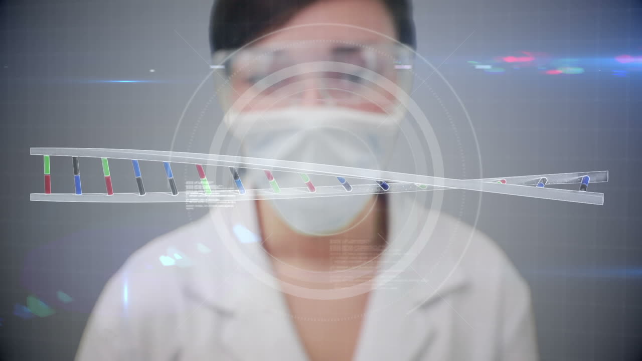 기술 인터페이스를 사용하여 과학자의 애니메이션