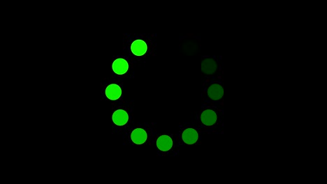 animación 4k - cargando icono de círculo verde en fondo negro. círculo en el centro para su logotipo y texto. fondo gráfico de movimiento y animación.