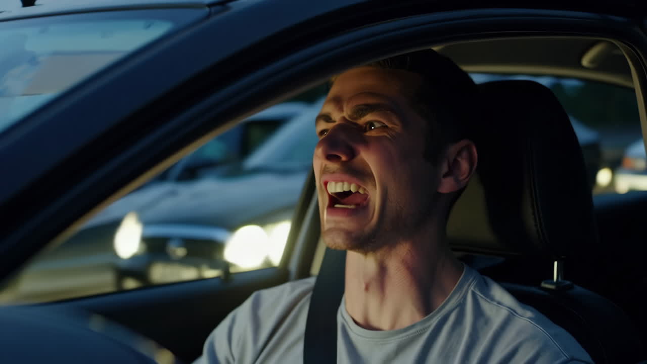 Frustrated Driver Yelling in Traffic
