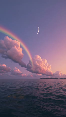 pastel rainbow sunset over the ocean