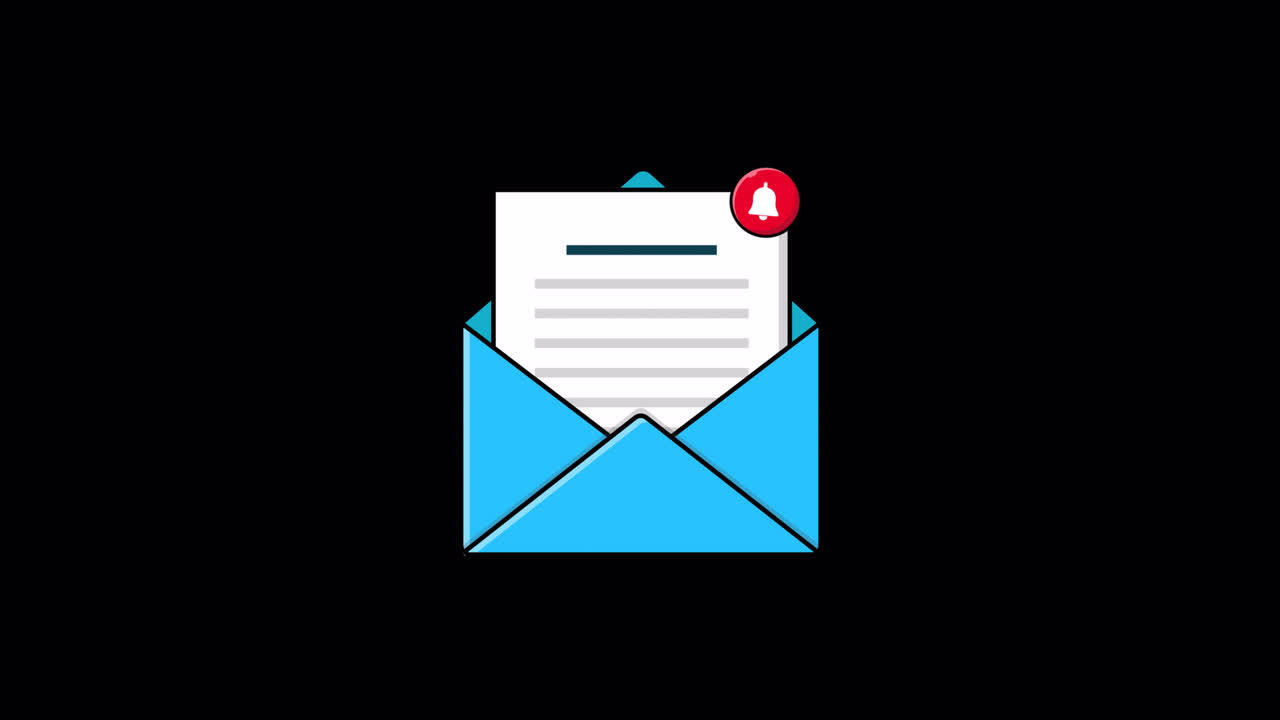 Notifica email animata con icona a campana che suona.
