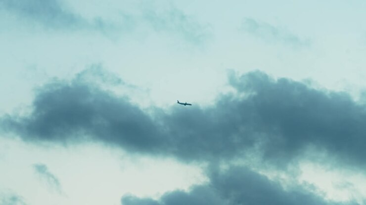 Airplane flying in a blue sky