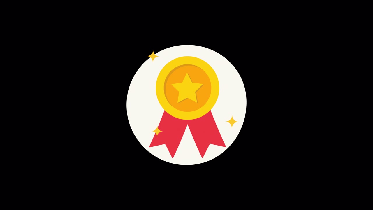 Animated Gold Medal Award with Sparkling Stars