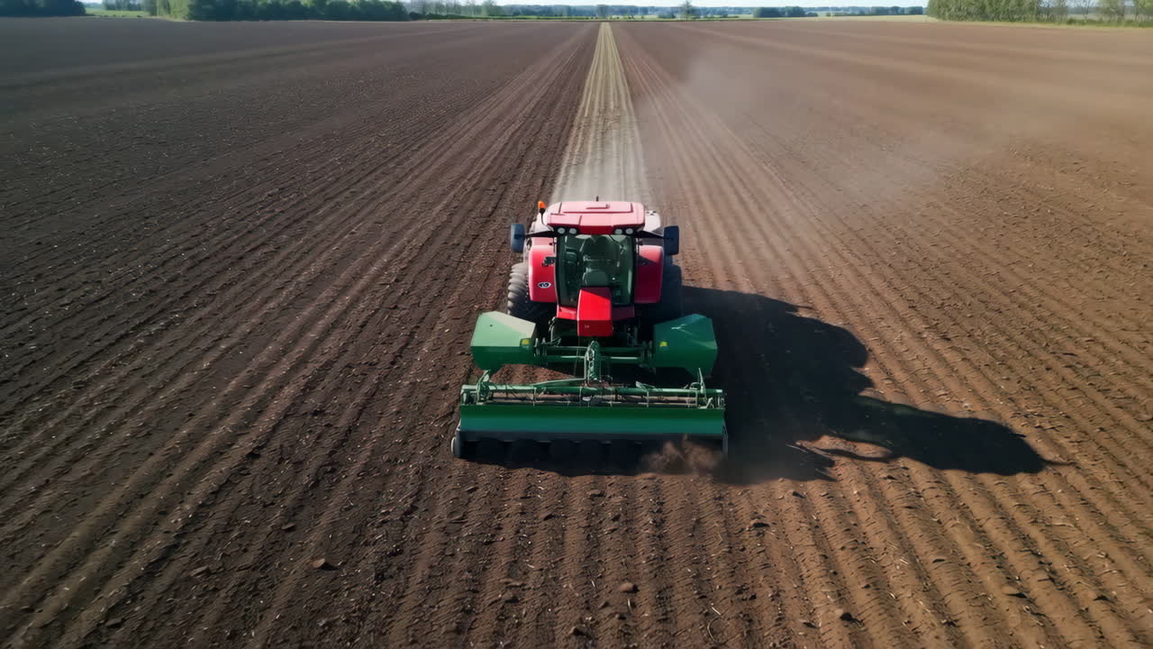 tractor que cultiva un campo