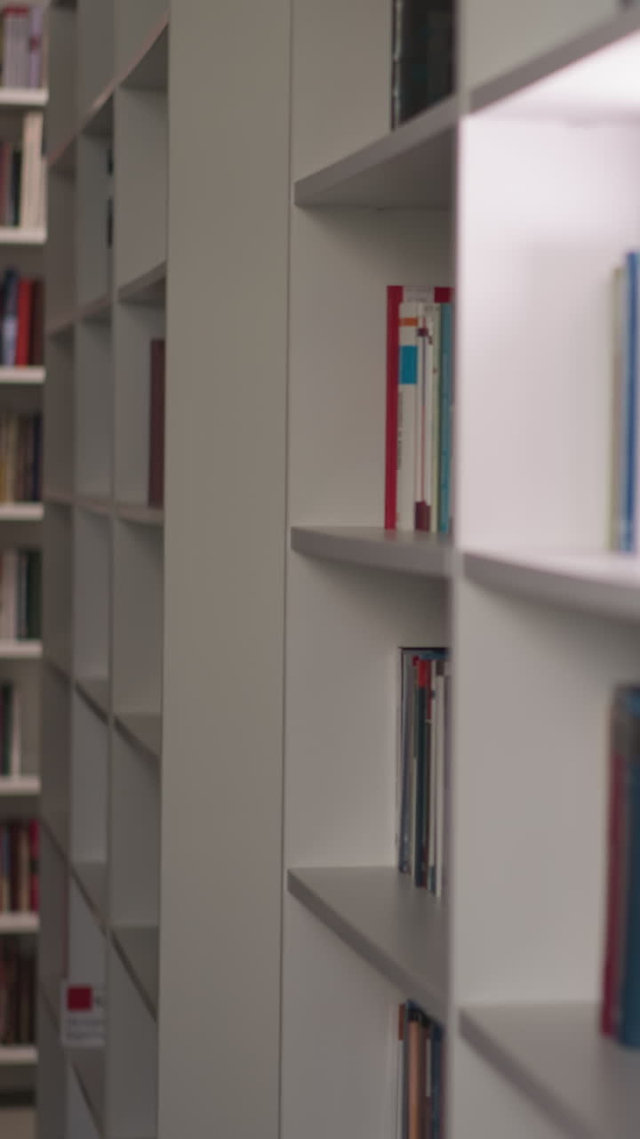 almacenamiento público de literatura con varios libros. estantes llenos de literatura educativa para estudiantes universitarios. dedicación a la adquisición de conocimientos