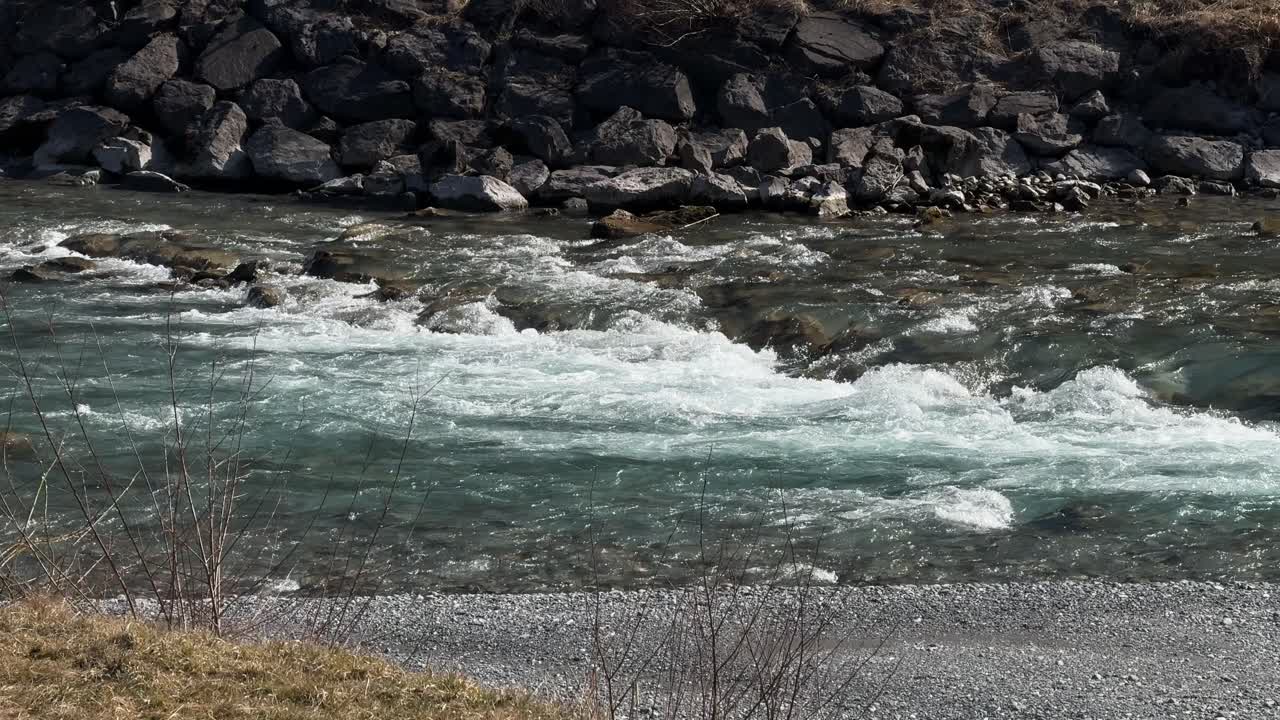 Mountain creek river water stream flow outdoor nature Switzerland Europe