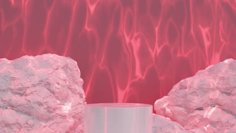 energía eléctrica roja entre las rocas de fondo