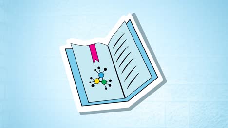 animación del icono del cuaderno que se mueve sobre un fondo azul