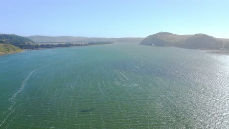 la boca spot for practicing water sports as kitesurfing, windsurfing landscape of the mouth in the navidad comuna near matanzas and puertecillo chile