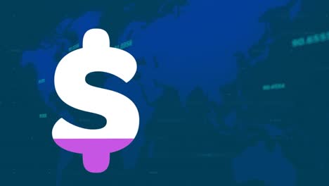 animación del signo de dólar sobre el procesamiento de datos financieros