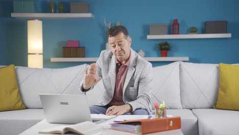 home office worker man refuses and does not accept.