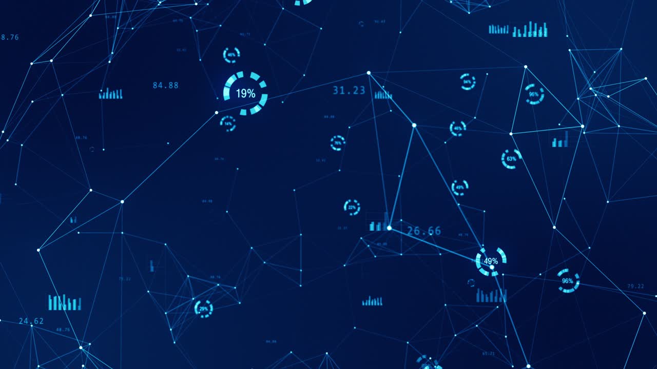 Motion graphic of Blue graph technology futuristic icon with mesh network connection abstract background concept seamless loop video