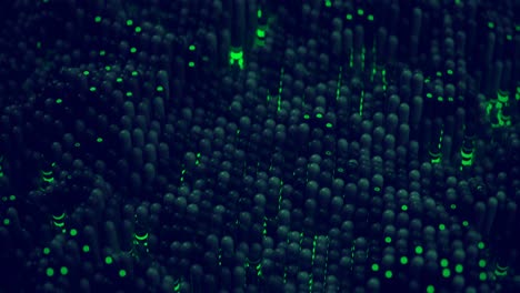 Ripple waving pattern of glowing elements seamless loop 3D render animation