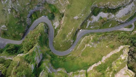 birdseye view of road in a mountain