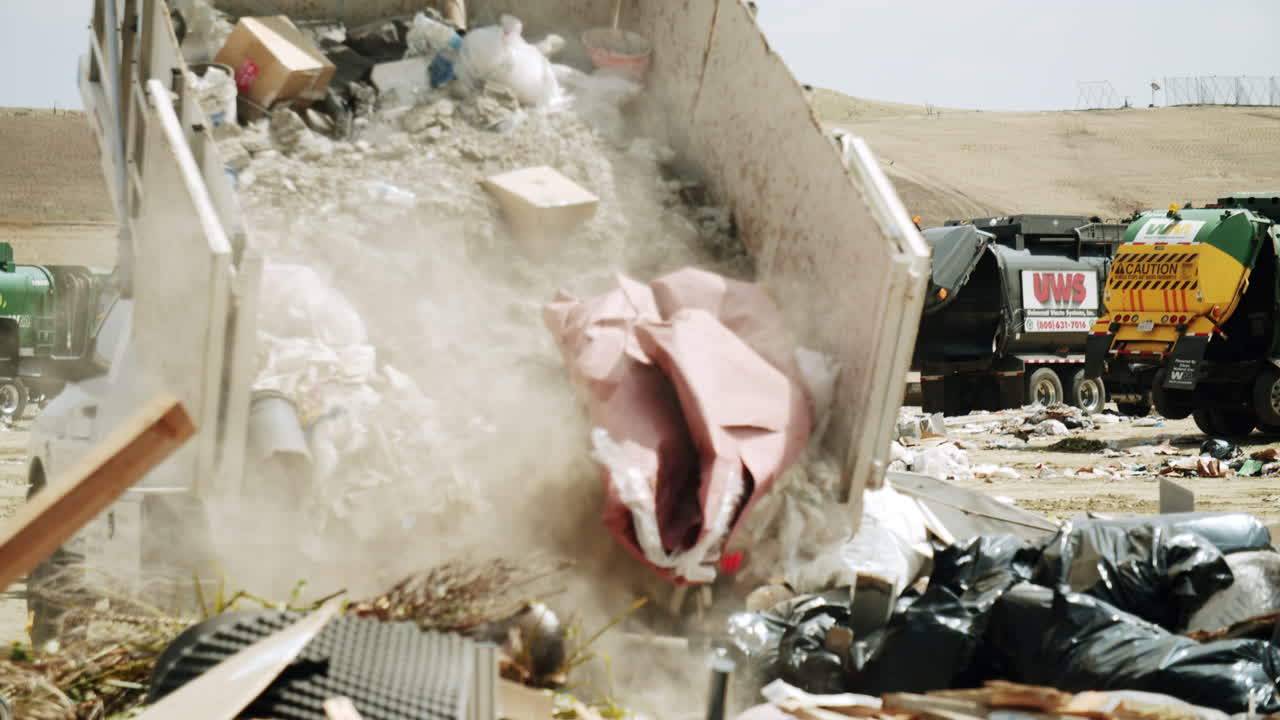 Dust and debris at a busy landfill site