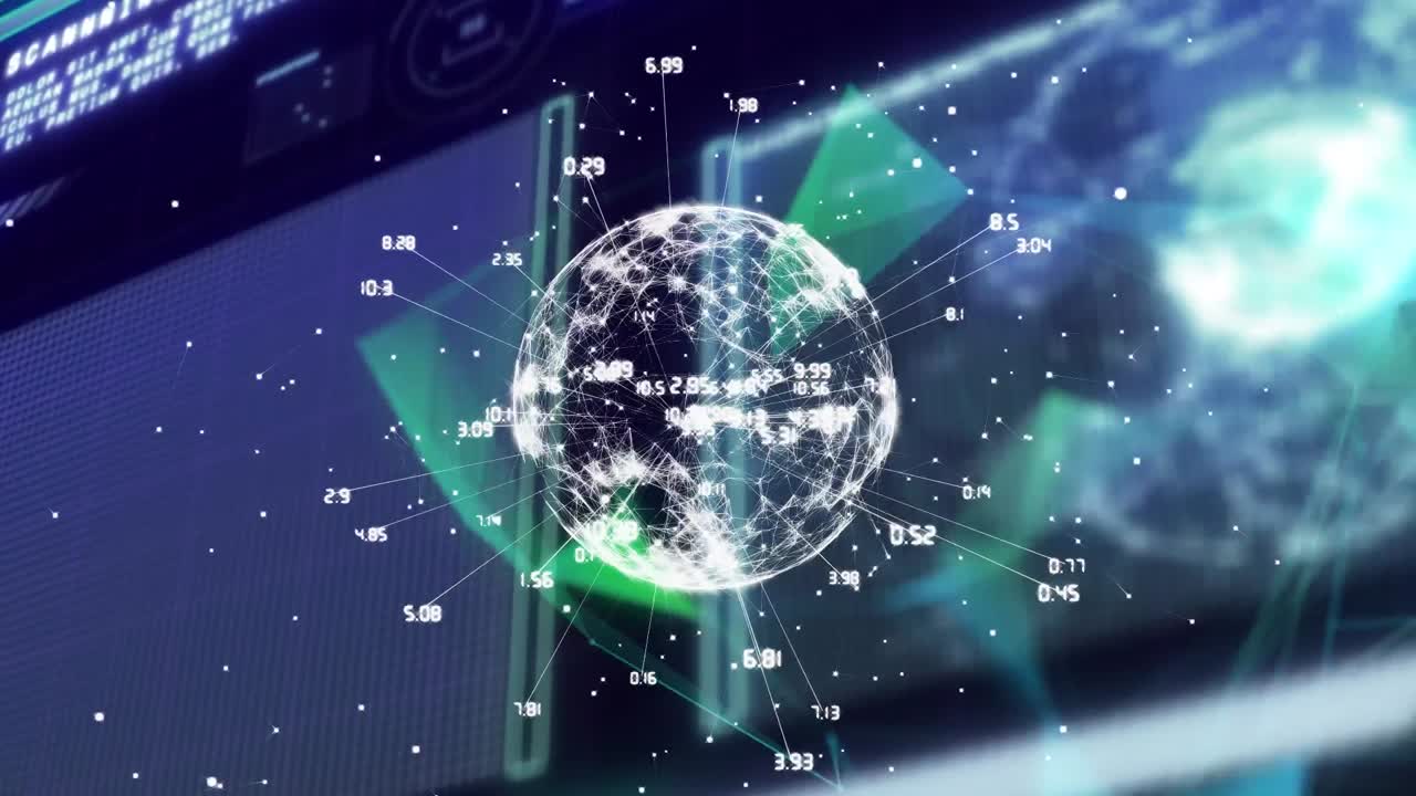 Animation of network of connections and data processing on interface