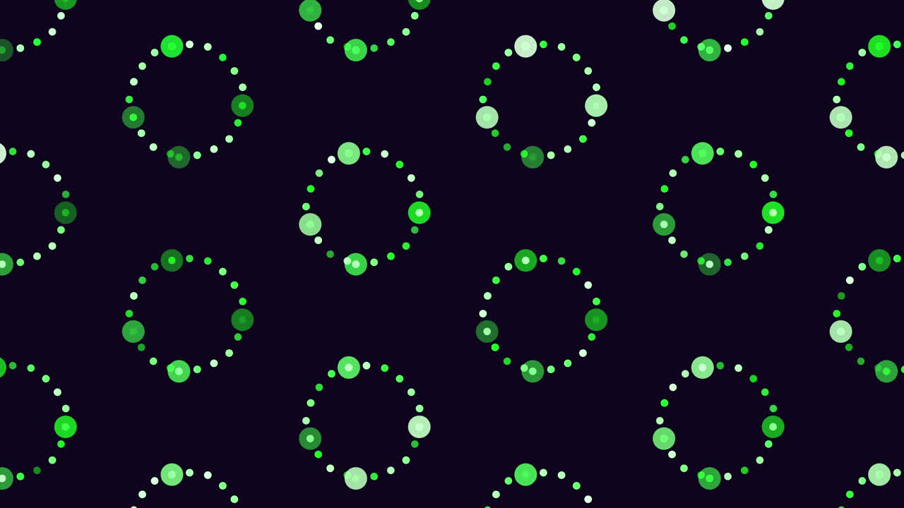 Symmetrical blue dot pattern on a black backdrop. Circular arrangement with overlapping and spaced dots creating a captivating visual design