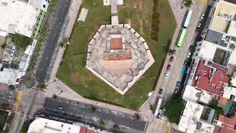 aerial view of a historic city square and urban landscape