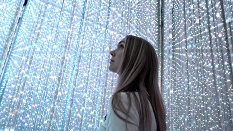 the scene showcases the enchanting blend of vibrant colors and immersive digital art that defines this world-renowned exhibit. perfect for capturing the magic of modern art in japan.