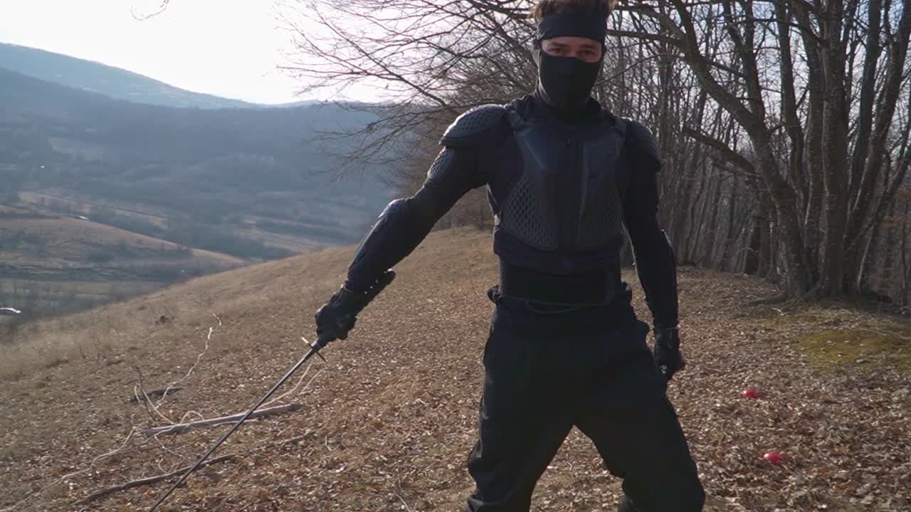 A dynamic image of a skilled ninja, wielding his katana with precision and focus. Ideal for action, martial arts, historical, and gaming-related content