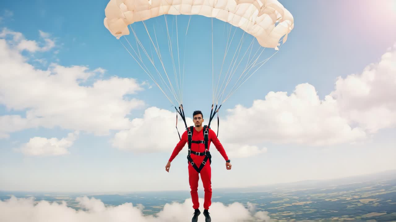 Man Skydiving with Parachute
