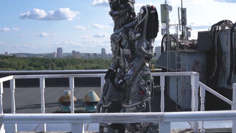 robot performer on a rooftop