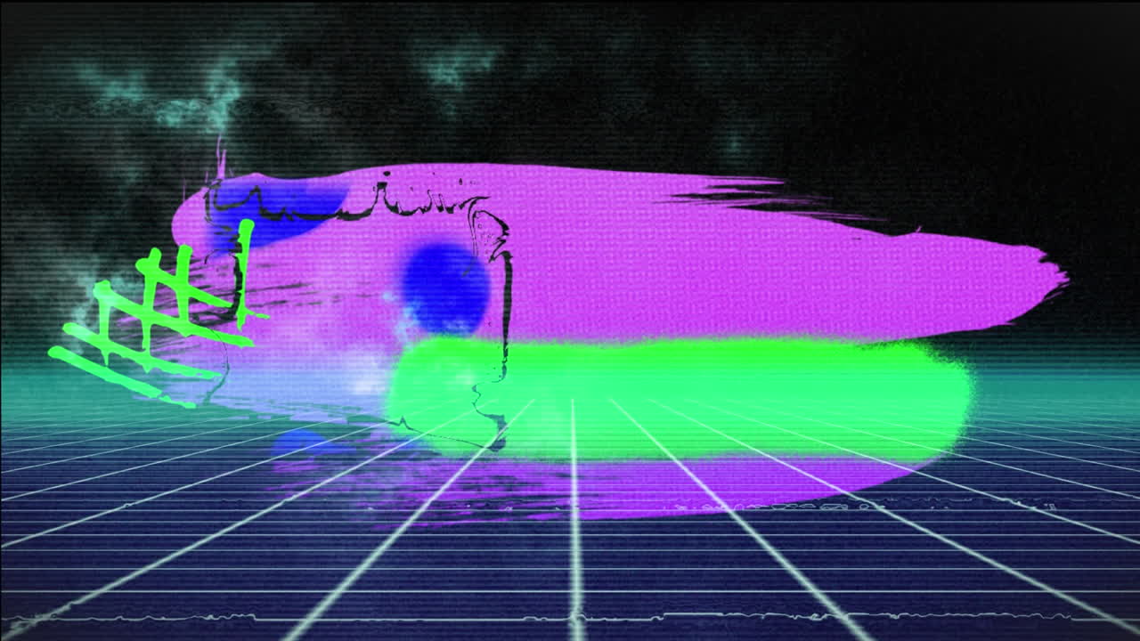 animación de gráficos coloridos y cuadrícula sobre fondo negro