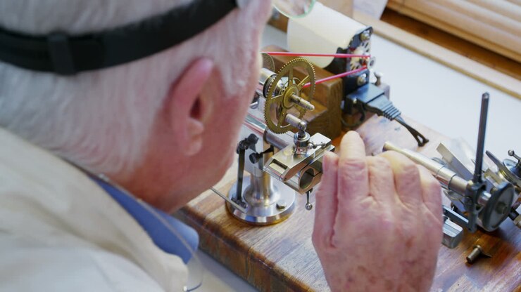Orologista che ripara un orologio