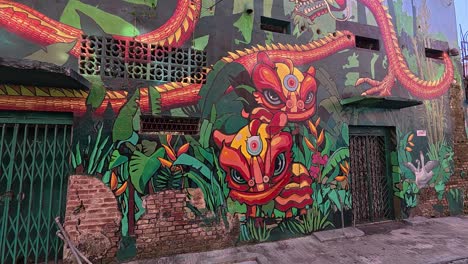 Vivid street art and murals line the pedestrian walkways of Seremban, Malaysia. These artworks portray themes like culture, daily life, and history, reflecting the local community's essence.