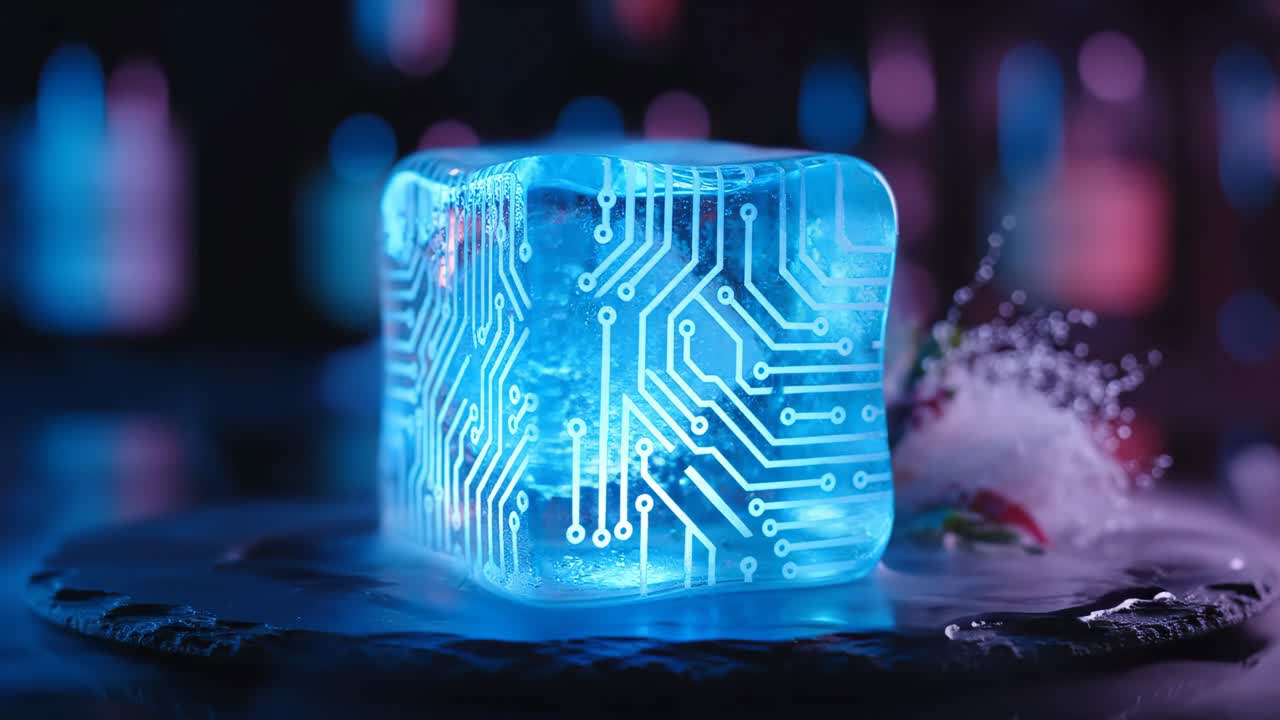 Ice Cube with Circuit Board Design