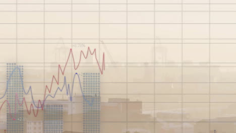 Animación-Del-Procesamiento-De-Datos-Financieros-Sobre-El-Paisaje-Urbano