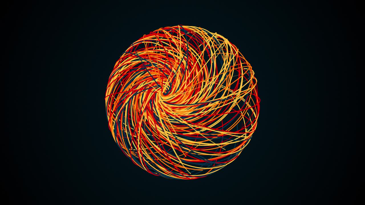 esfera colorida a partir de líneas delgadas, generada por computadora. renderización 3d del fondo artístico