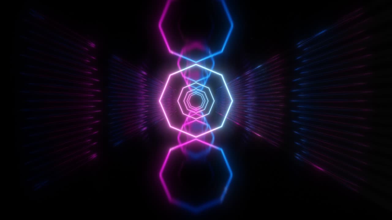 Abstract Neon Endless Tunnel Seamless Loop. Futuristic Spectrum Animation. 4K