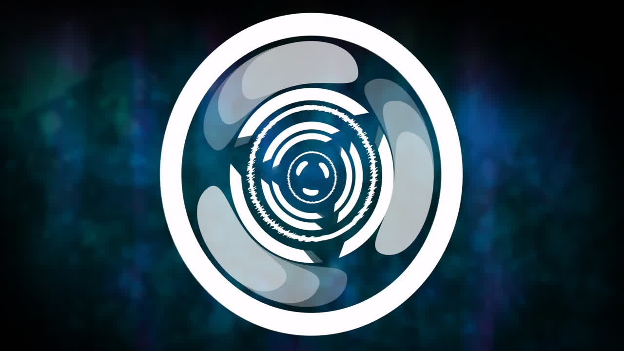 Rotating circular shapes and patterns, futuristic technology animation in motion