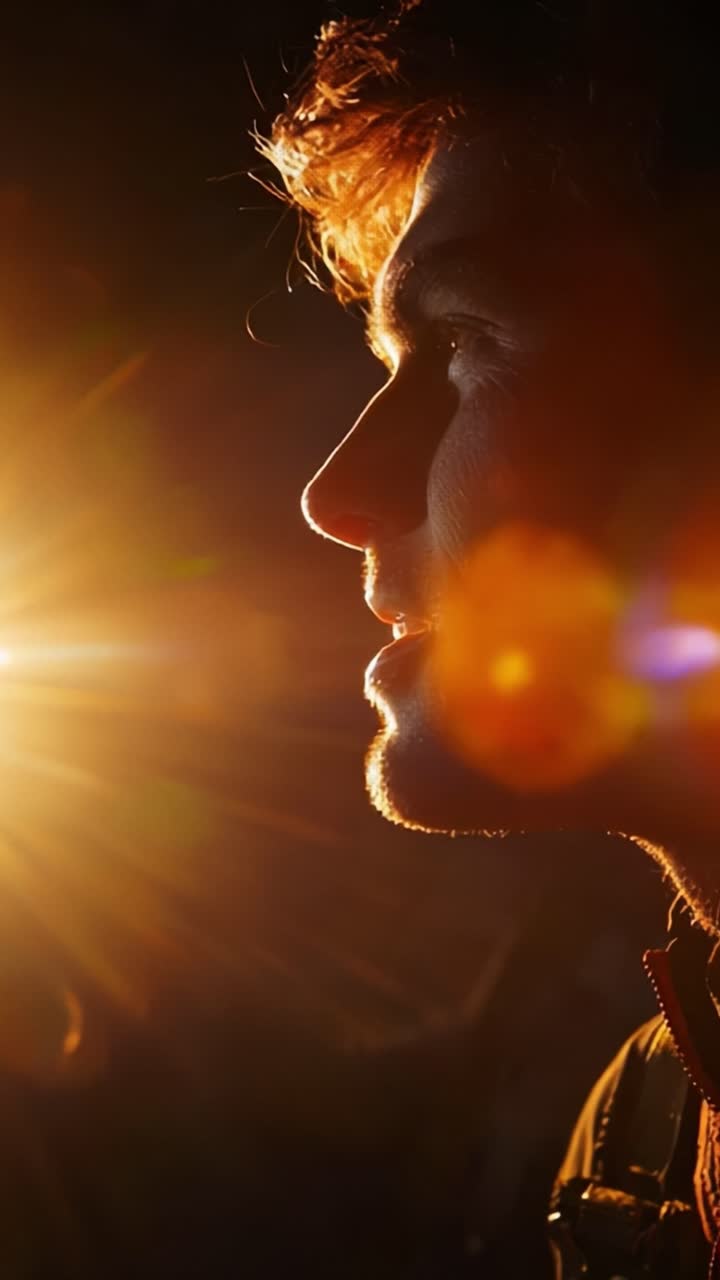 A Captivating Silhouette of a Young Man Against a Radiant Glow, Illustrating the Beauty of Light and Texture as It Illuminates His Features in a Striking Contrast, Evoking a Sense of Wonder and Curiosity