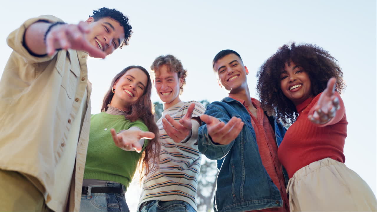 Group of smiling teenagers outdoors