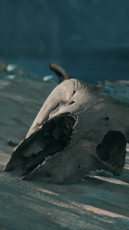 closeup of an animal skull on the ground