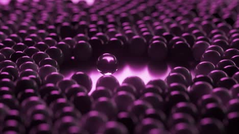 purple glowing sphere among many spheres