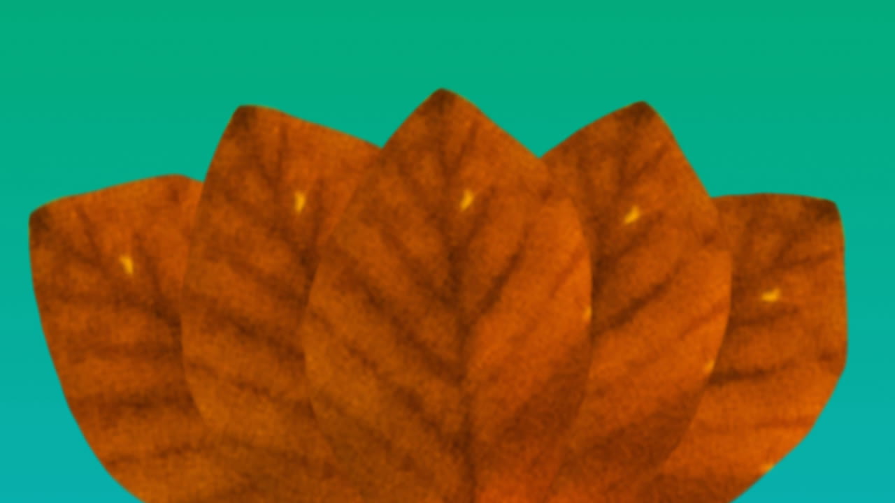 Animation of orange autumn leaves on green background