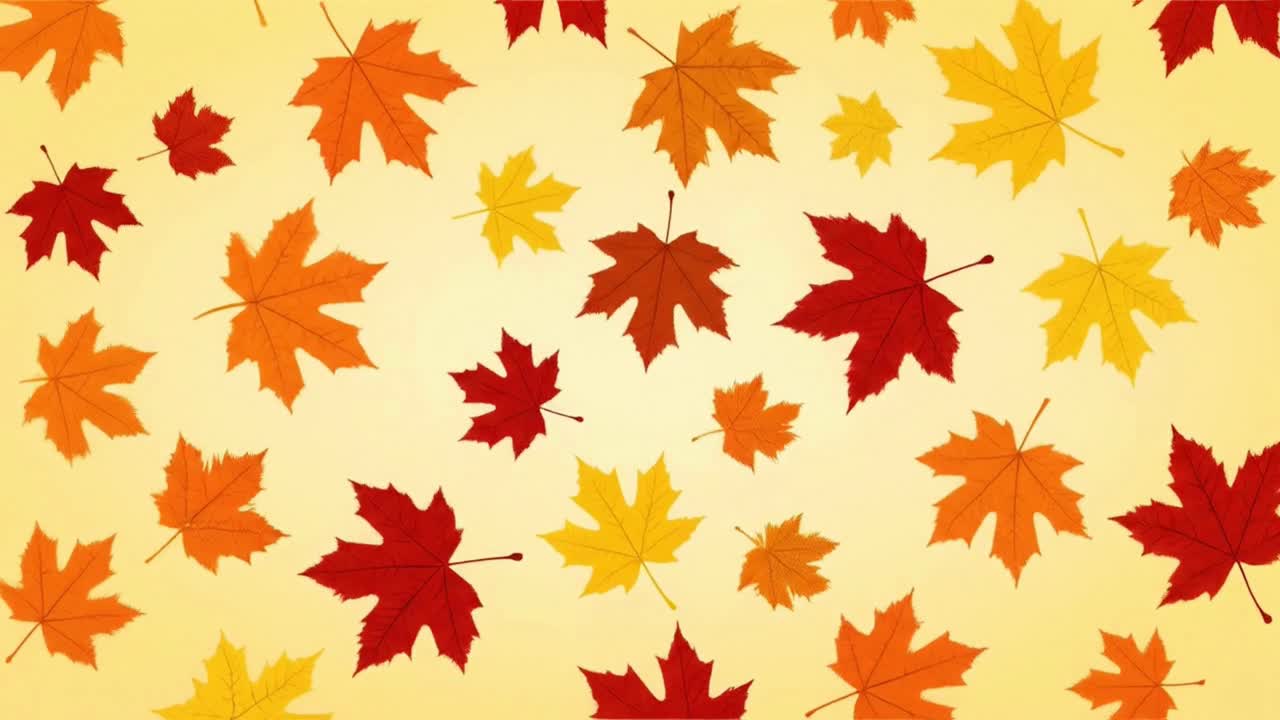 A vibrant background of colorful falling autumn maple leaves
