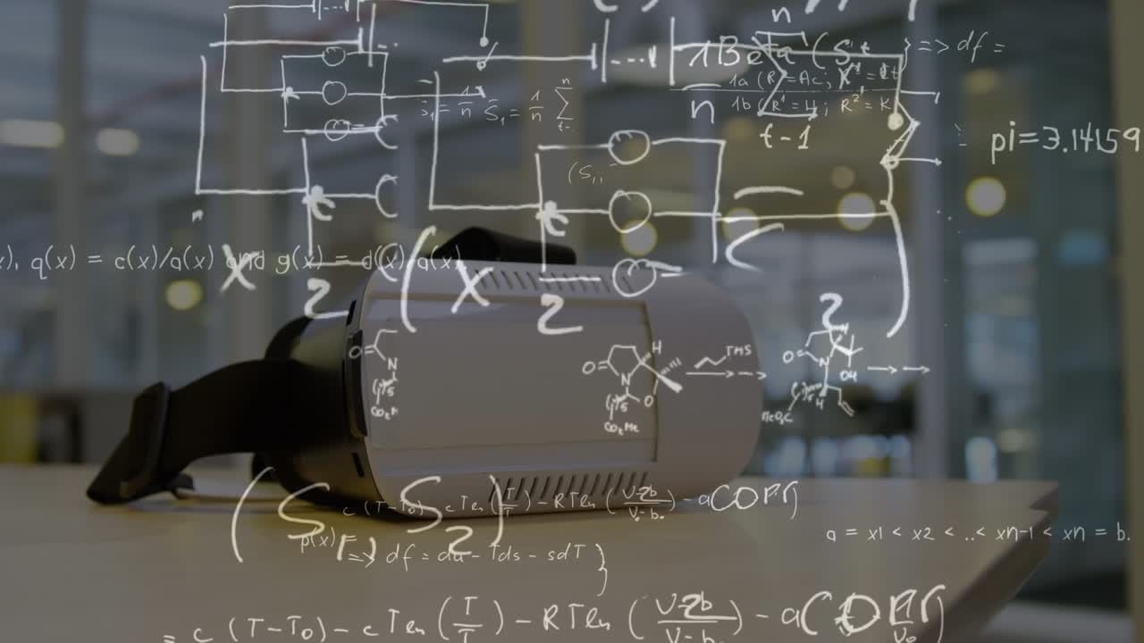 animación de las ecuaciones sobre el auricular vr