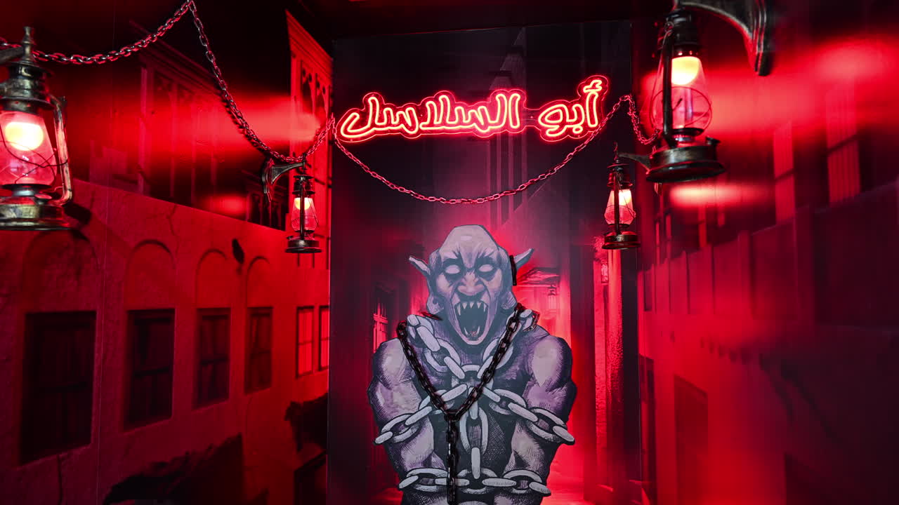 Shaitan caught with iron chains; a concept of the devil, Satan, and demons