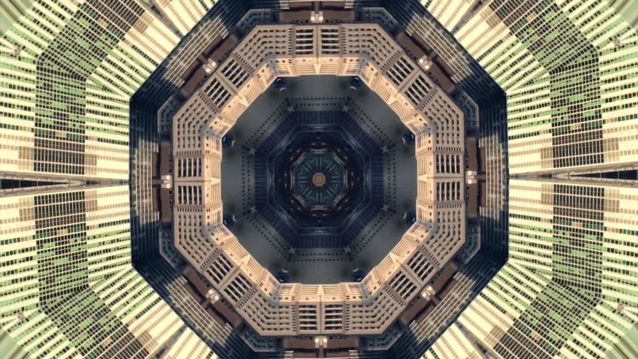 ciudad nueva york caleidoscopio paisajes mandalas animación gráficas fiesta fondo led trance psicodélicas