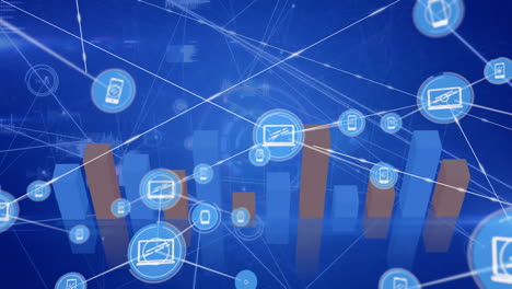 Animation-Des-Netzwerks-Von-Verbindungen-Mit-Symbolen-über-Statistiken