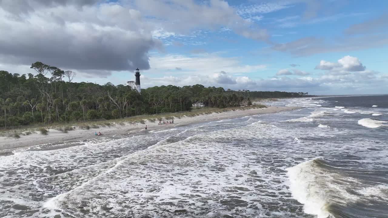 strong waves at hunting island beach in sc, south carolina near beaufort