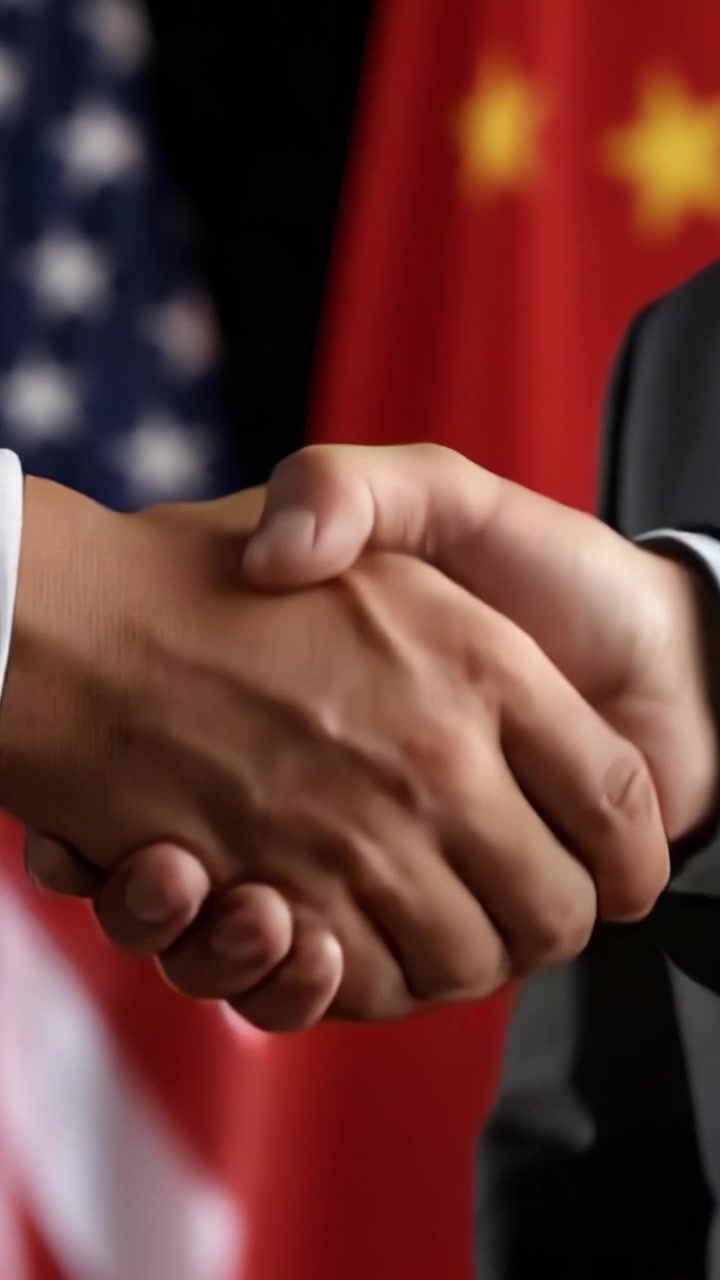 Um Aperto de Mão Histórico Simbolizando Cooperação e Diplomacia Entre Nações, Tendo como Cenário Bandeiras Icônicas que Demonstram Unidade e Esforços Colaborativos para um Futuro Melhor